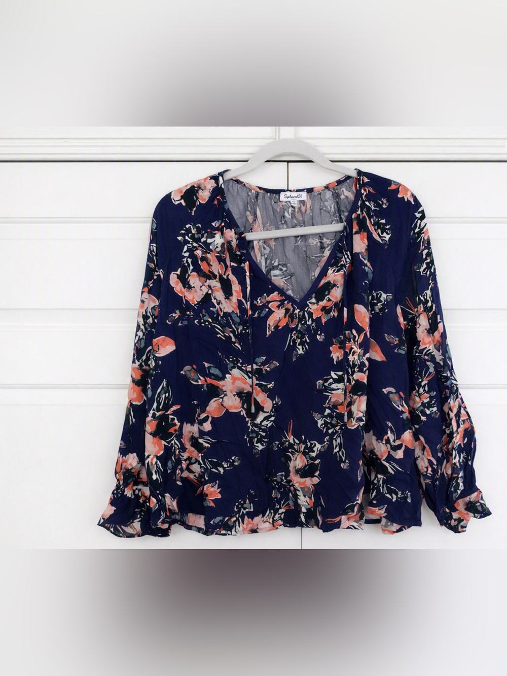 Splendid Floral V‑Neck Blouse